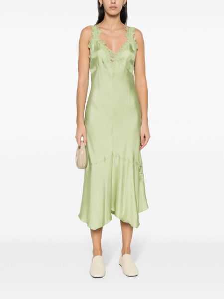 Jedwabna sukienka koktajlowa koronkowa Dorothee Schumacher zielona