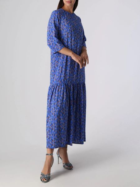 Платье из вискозы с принтом Rachellfabri синее