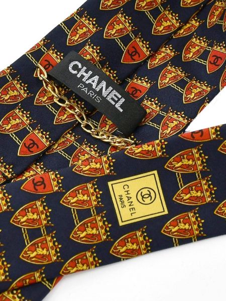 Jedwabny krawat żakardowy Chanel Pre-owned niebieski