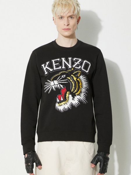 Bluza slim fit bawełniana w tygrysie prążki Kenzo czarna