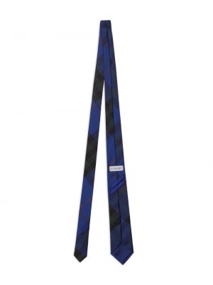 Kostkovaná hedvábná kravata s potiskem Burberry modrá