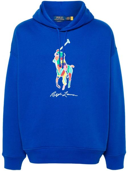 Medvilninis megztas megztas polo marškinėliai Polo Ralph Lauren mėlyna