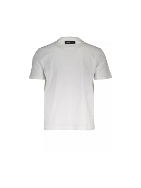 Camiseta deportiva de algodón con estampado manga corta Plein Sport blanco