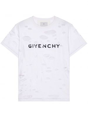 Βαμβακερή μπλούζα με σκισίματα Givenchy λευκό