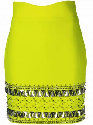 Mini spódniczka z ćwiekami Philipp Plein żółta