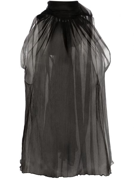 Caurspīdīgs zīda blūze Atu Body Couture melns