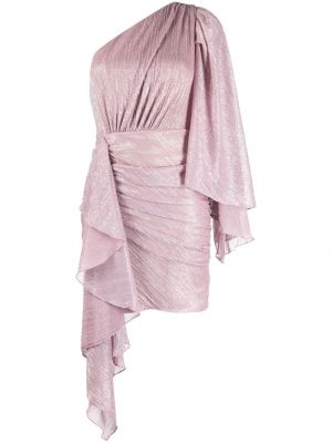 Jedno rameno přiléhavé mini šaty z polyesteru Patbo - růžová