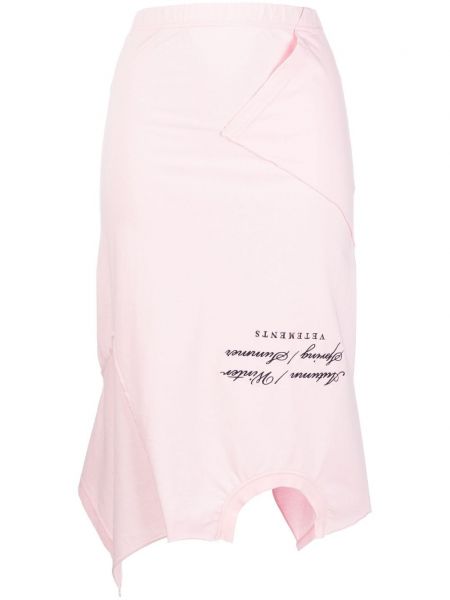 Asimetrična pamučna midi suknja Vetements ružičasta