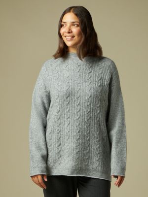 Плетеный меланжевый свитер Rosa Thea серый