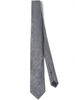 Žakárová hedvábná kravata s paisley potiskem Brunello Cucinelli šedá