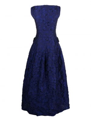 Sukienka wieczorowa w kwiatki żakardowa Talbot Runhof niebieska