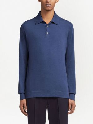 Vilnonis polo marškinėliai Zegna mėlyna