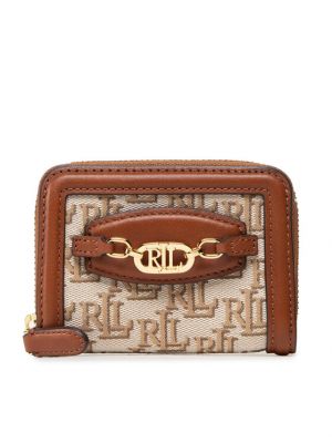 Peňaženka na zips Lauren Ralph Lauren béžová