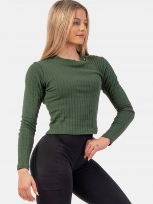Slim fit priliehavé tričko Nebbia zelená