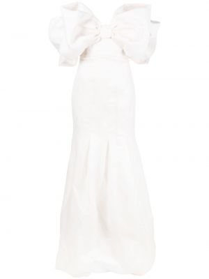 Вечерна рокля с панделка Parlor бяло