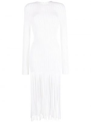 Dlouhé šaty s třásněmi Atu Body Couture bílé
