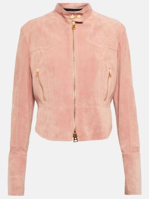 Semišová kožená bunda Tom Ford ružová