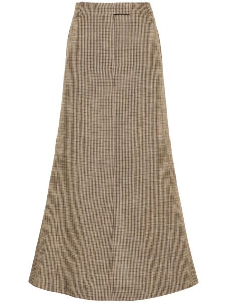 Kockovaná dlhá sukňa Acne Studios hnedá
