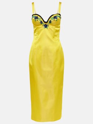 Βελούδινη μίντι φόρεμα Miss Sohee κίτρινο