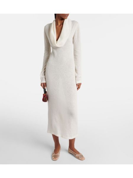 Vestito lungo in lana d'alpaca in maglia Magda Butrym bianco