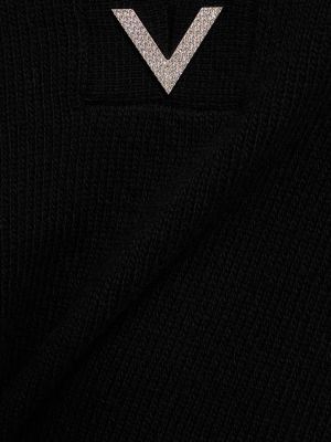 Pull en laine en tricot à col v Valentino noir