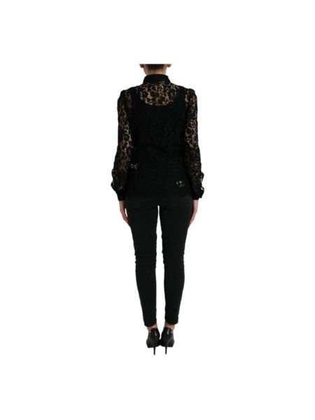 Blusa de flores de encaje Dolce & Gabbana negro