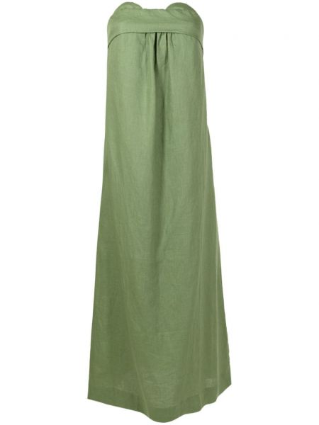 Lněné dlouhé šaty Adriana Degreas zelené
