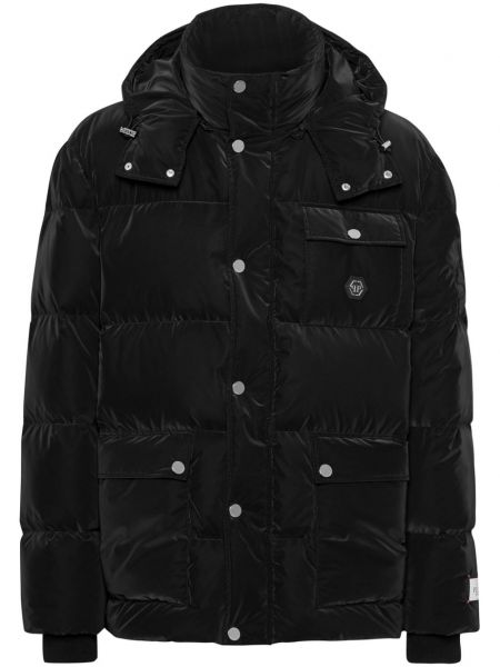 Lange jacke mit kapuze Philipp Plein schwarz