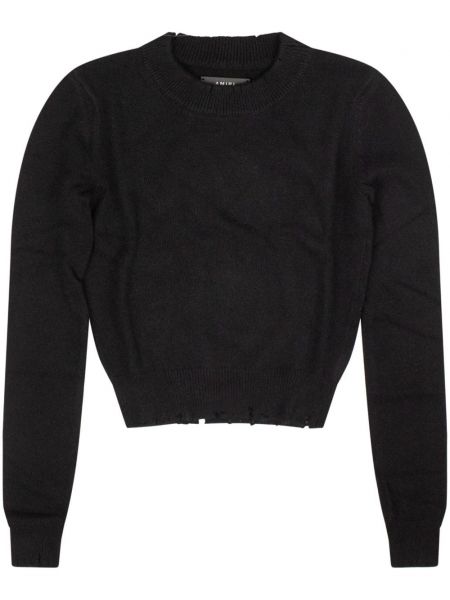 Roztrhaný sveter s okrúhlym výstrihom Amiri čierna