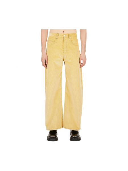 Szerokie spodnie sztruksowe Marni żółte