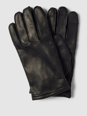 Czarne rękawiczki skórzane Boss