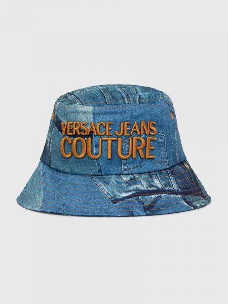 Niebieski kapelusz bawełniany Versace Jeans Couture