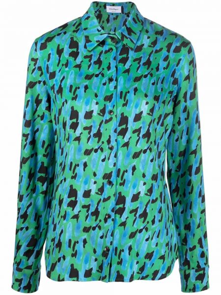 Camisa con estampado con estampado abstracto Salvatore Ferragamo verde