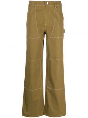 Bavlněné rovné kalhoty s knoflíky s páskem Helmut Lang