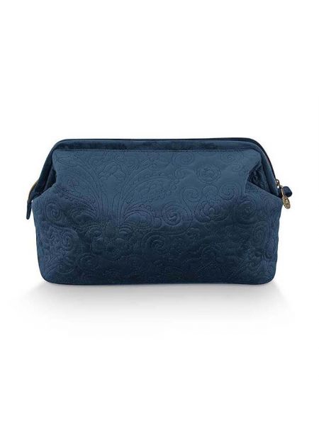Žametna kozmetična torbica iz rebrastega žameta Pip Studio modra