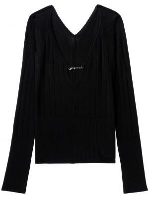 Пуловер с v-образно деколте Jacquemus черно