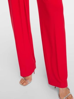 Pantalon taille basse slim plissé Norma Kamali rouge