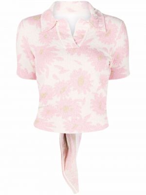 Плетена поло тениска Jacquemus розово