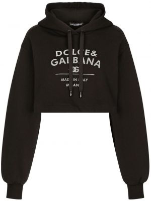 Kokvilnas kapučdžemperis ar apdruku Dolce & Gabbana melns