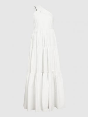 Белое длинное платье с рюшами Brunello Cucinelli
