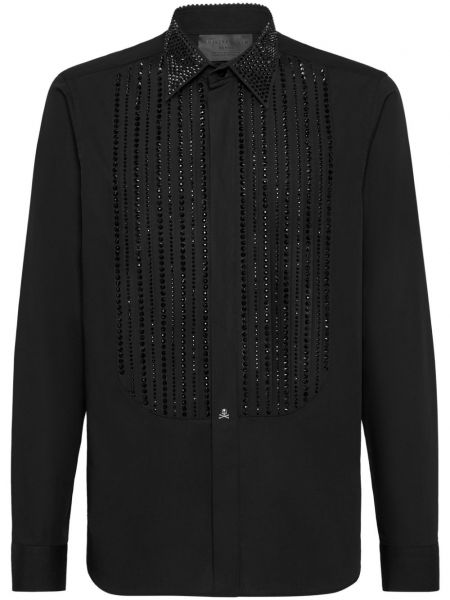 Bavlněná dlouhá košile Philipp Plein černá