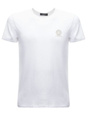 Camiseta de algodón Versace Underwear blanco