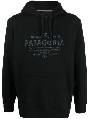 Raštuotas džemperis su gobtuvu Patagonia juoda