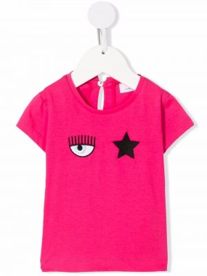 Trykt t-skjorte for jenter Chiara Ferragni Kids rosa