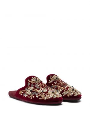 Chaussons avec perles Dolce & Gabbana rouge