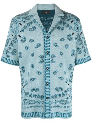 Žakárová bavlněná košile Alanui modrá