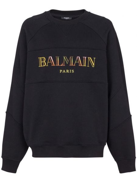 Overdimensioneret broderet sweatshirt Balmain sort