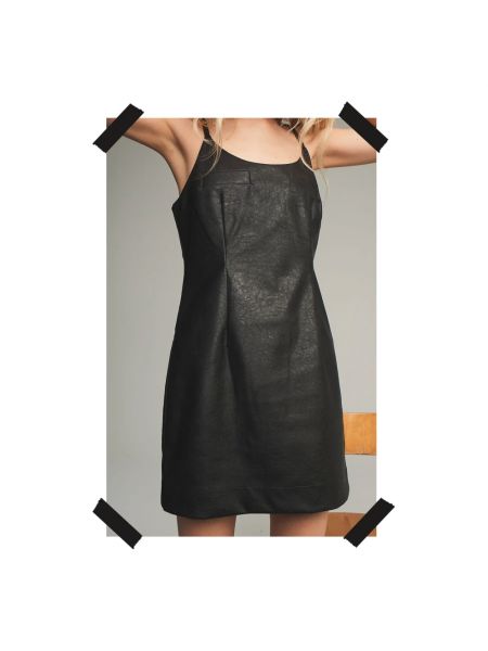 Mini vestido de cuero de cuero sintético Designers Remix negro