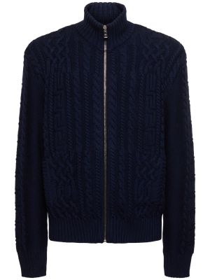 Vlněný svetr s výšivkou na zip Versace