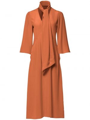 Dlouhé šaty s dlouhými rukávy z modalu Equipment - oranžová